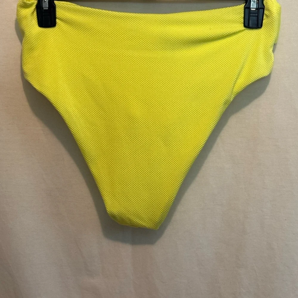 AA-622 Aerie NWT High Cut Cheeky Yellow Lined Summer Swim Bikini Bottoms Size XL